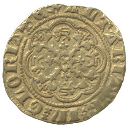 548 - Edward III. 1361-69 treaty period quarter noble, mintmark cross potent, lis in centre on reverse, ne... 