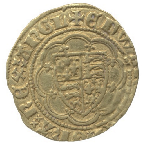 548 - Edward III. 1361-69 treaty period quarter noble, mintmark cross potent, lis in centre on reverse, ne... 