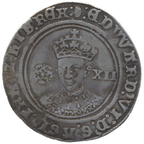 553 - Edward VI. 1551-53 shilling mintmark tun fine/ good fine. (S.2482) (See photo) (Y)