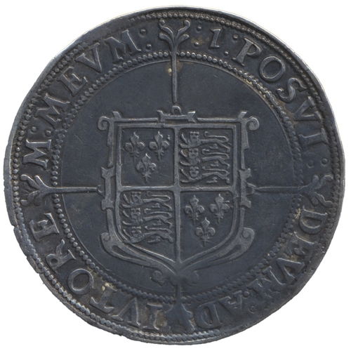 558 - Elizabeth I. Seventh issue crown, crowned bust of queen R. Royal arms shield mm.1 in Westminster box... 