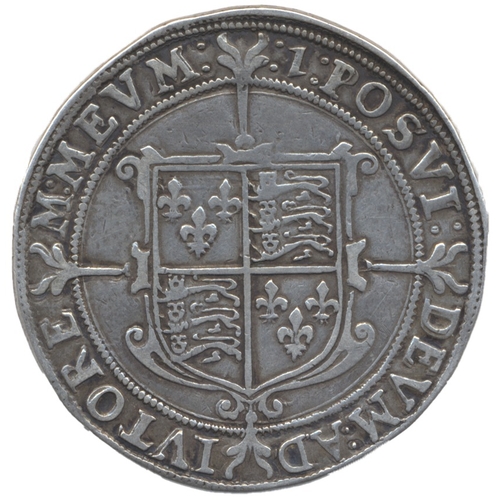 560 - Elizabeth I. Half crown, mint mark 1, elaborate crowned bust left, holding orb and sceptre which poi... 