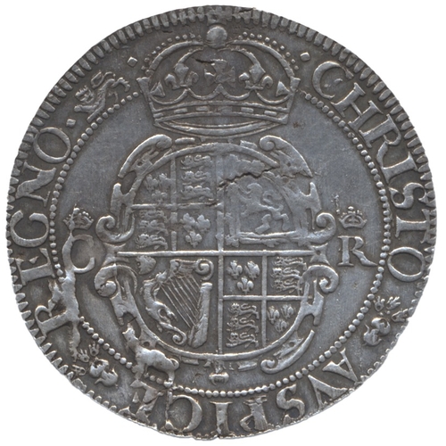 564 - Charles I. Half crown tall horse mane in front chest, EBOR below R. crowned oval shield, garnished, ... 