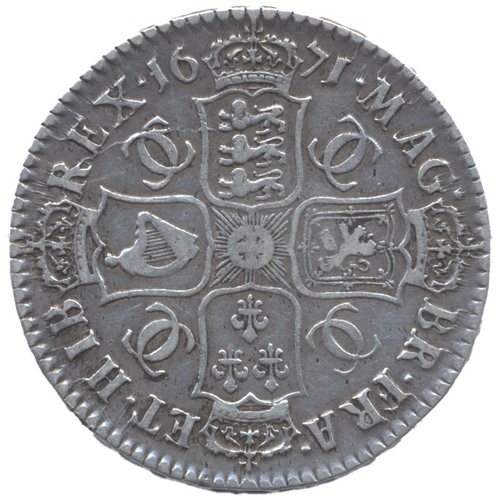 568 - Charles II. 1671 V.TERTIO half crown third bust good fine. (S.3366) (See photo) (Y)