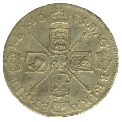 569 - 1683 half guinea, second laurel, bust right with rounded truncation, crowned cruciform shields on re... 