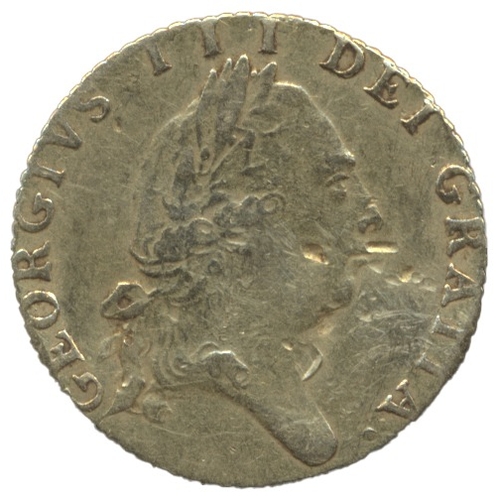 576 - 1791 half guinea, fifth laurel, 'spade' shaped shield on reverse with date below, fine. (See photo) ... 