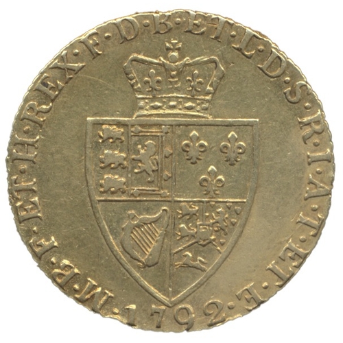 577 - George III. 1792 Spade Guinea in Westminster box with certificate very fine. (See photo) (Y)