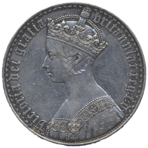 582 - 1847 Gothic crown, undecimo edge, in Westminster box with certificate near extremely fine. (See phot... 