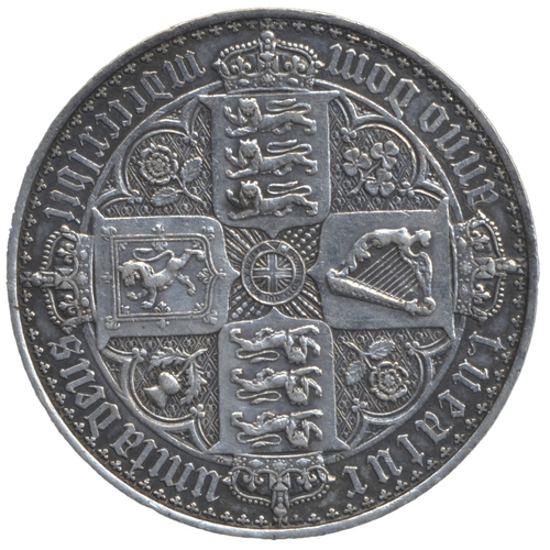 582 - 1847 Gothic crown, undecimo edge, in Westminster box with certificate near extremely fine. (See phot... 