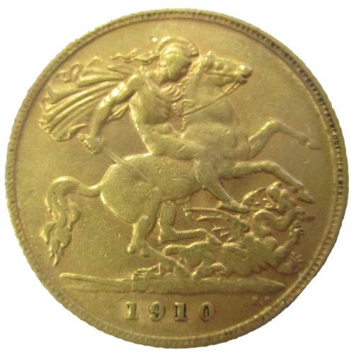 683 - Investment Gold lot - documents required. 1910 half sovereign fine. (Y)