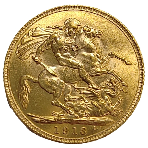 699 - Investment Gold Lot – documents required. 1913 sovereign very fine. (Y)