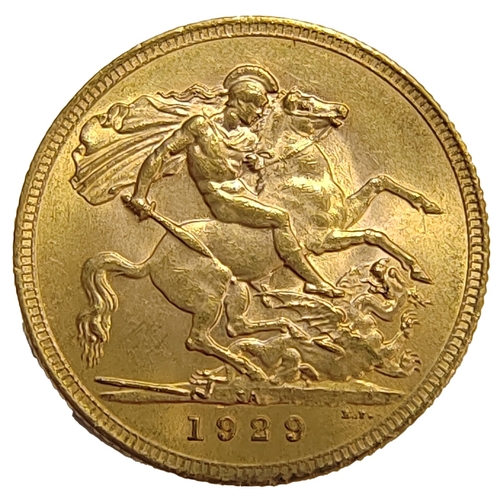 716 - Investment Gold Lot – documents required. 1929 sovereign very fine. (Y)