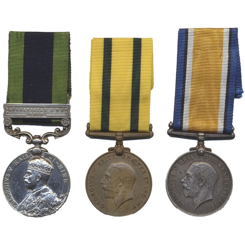 77 - WW1 BWM, Territorial Force War Medal and 1909 India GSM Afghanistan N.W.F. 1919 clasp to 200305 Sgt ... 