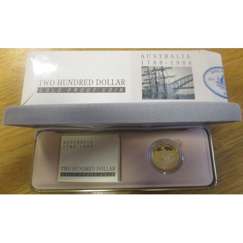 818 - Investment Gold lot - documents required. Australia. 1988 $200 'Australia - Two Hundred Years: Sydne... 