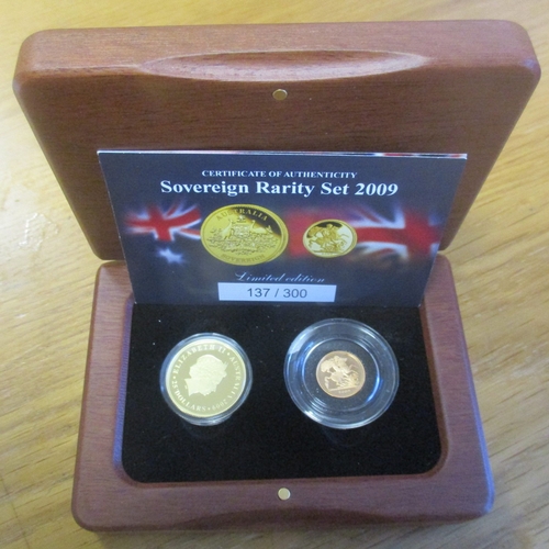 819 - Investment Gold lot - documents required. Australia. 2009 'Sovereign Rarity' boxed proof twin set FD... 