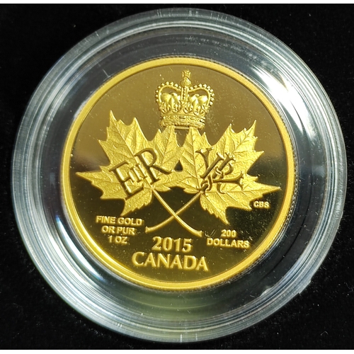 822 - Investment Gold Lot – documents required. Canada. 2015 $200 boxed proof FDC. from The Royal Canadian... 