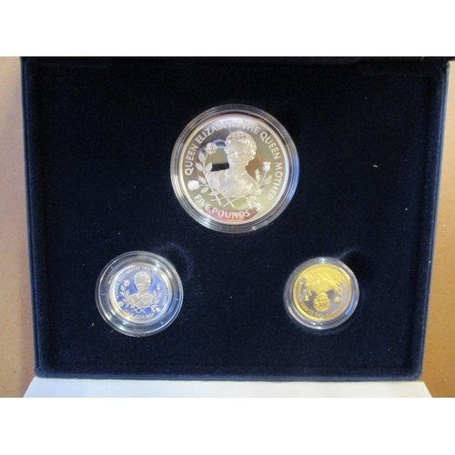 831 - Investment Gold Lot – documents required. Guernsey. 1995 Queen Mother proof cased set of 3, includin... 