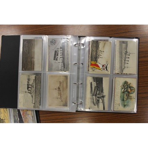 50 - Misc. coln. in 2 modern albums. Merchant and Naval shipping with German military interest incl. port... 