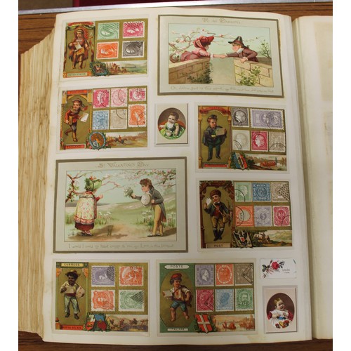 141 - Ephemera. A fantastic valuable leather bound album (approx. 17 x 14 x 5 inches) in extremely good co... 