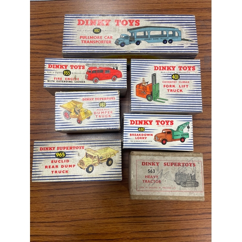 298 - Dinky. Collection including pullmore car transporter No 982, dumper truck No 962, Vega Major luxury ... 