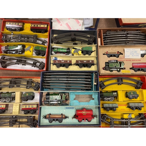 393 - Hornby. Collection of O gauge clockwork sets including tanks LMS 2270 0-4-0 No 201, LNER 460 0-4-0 N... 