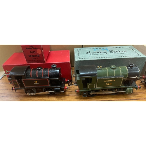 394 - Hornby. Collection of boxed O gauge clockwork locomotives with tank 3/82011 0-4-0 No 40, Southern 51... 