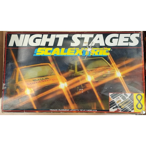 166 - Scalextric. Range of sets generally very good in fair boxes with Indy 500, Metro Racing, Night Stage... 