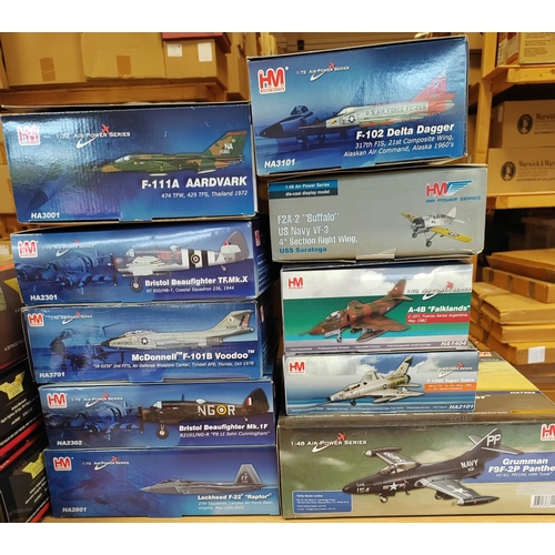 207 - Collection of mostly military aircraft with scales of 1:144 and 1:72 mint in generally good to very ... 