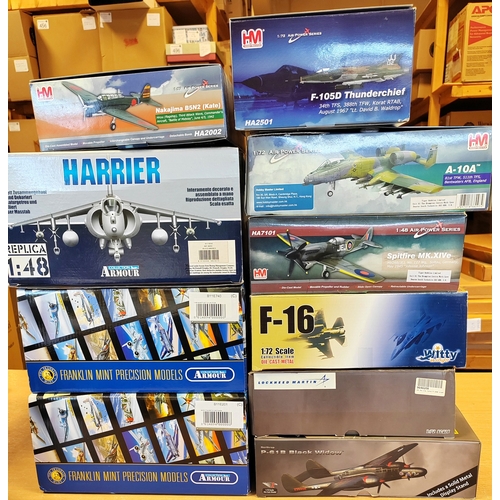 217 - Collection of military aircraft with scales of 1:144 1:48 and 1:72 mint in generally good to very go... 