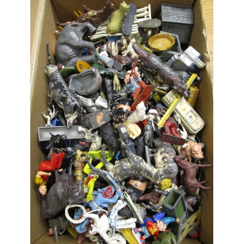 220 - Collection including unboxed older Dinky play worn, Corgi, metal animals, boxed Britains and Matchbo... 