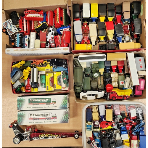 221 - Collection of unboxed cars, buses, trucks etc. generally good to very good with Corgi, Dinky, Lesney... 