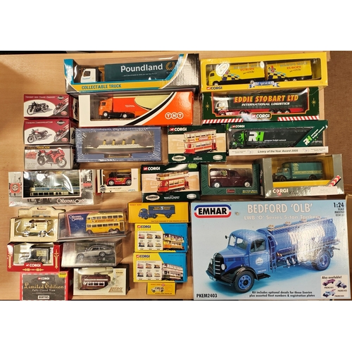 222 - Collection cars, buses, trucks etc. generally mint in mostly very good to excellent boxes with Corgi... 