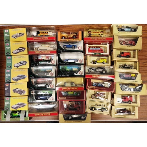 240 - Collection generally mint with Atlas Edition Classic Sports Cars, Edison Giocattoli, Lledo, Matchbox... 