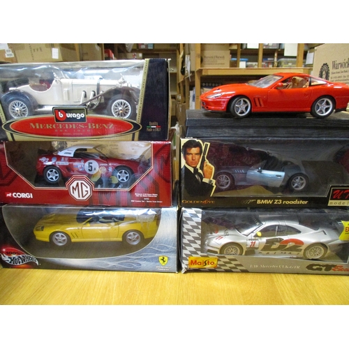 241 - Collection with 1/18 scale including Burago Lamborghini Countach No 3337, Mercedes No 3009, Corgi Ro... 