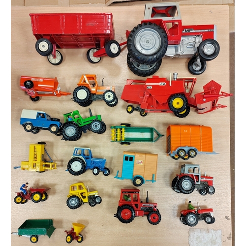 242 - Collection of mostly unboxed cars, buses, tractors, military vehicles, artillery etc. generally very... 