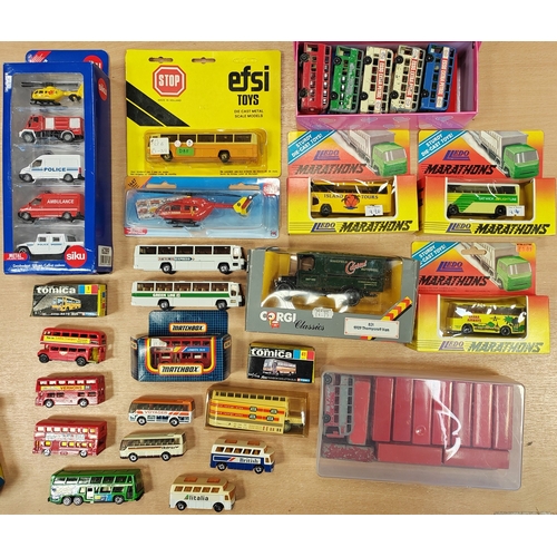 242 - Collection of mostly unboxed cars, buses, tractors, military vehicles, artillery etc. generally very... 