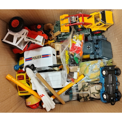 242 - Collection of mostly unboxed cars, buses, tractors, military vehicles, artillery etc. generally very... 