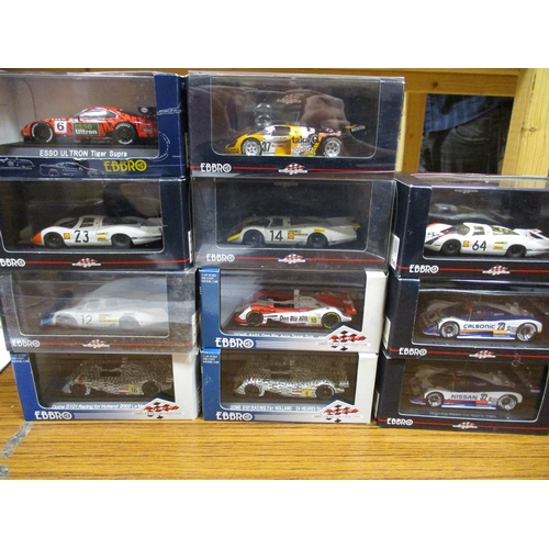 321 - Ebbro. Collection of racing cars including Nissan No 680, Porsche No 741, Porsche No 750 etc general... 