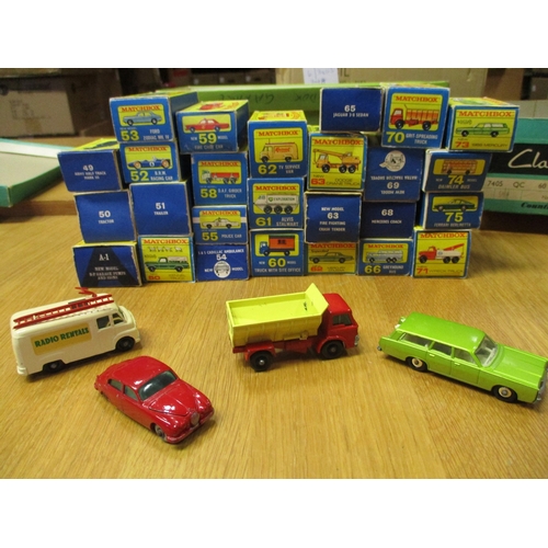 336 - Matchbox. Collection including 1968 Mercury No 73, Grit speeding truck No 70, Jaguar No 65, TV servi... 