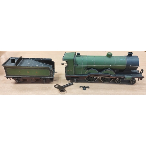 375 - Bing. 1 Gauge clockwork Atlantic class locomotive 4-4-2 No.1425 GNR tender (missing 2 wheels) finish... 