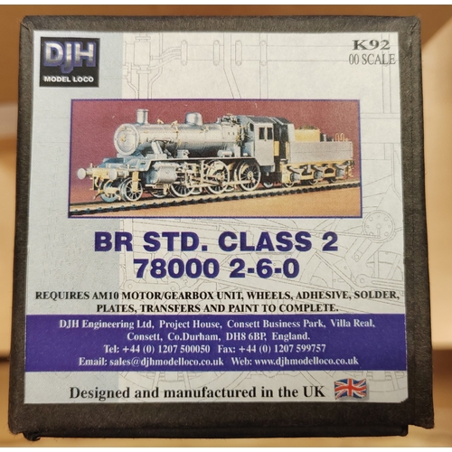 440 - DJH. OO gauge kit built B.R standard class 2 2-6-0 locomotive and tender No.K92 livery BR lined blac... 