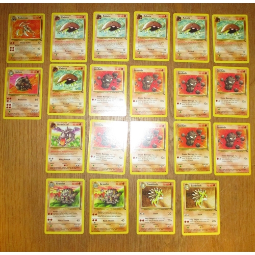 55 - Pokémon. Collection of booster packs (24), heavy (8), cards (170), plus pogs generally very good, fe... 