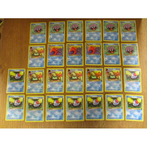 55 - Pokémon. Collection of booster packs (24), heavy (8), cards (170), plus pogs generally very good, fe... 