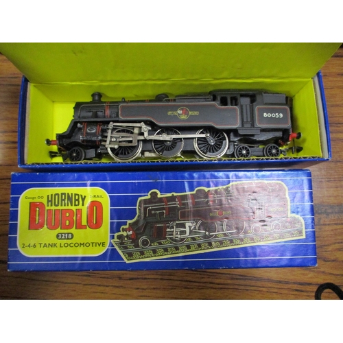 675 - Hornby Dublo. Collection of tank locomotives with 80054 2-6-4 No EDLI8, 48158 2-8-0 No LT25, 80059 2... 