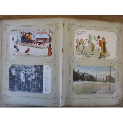 74 - Misc. coln. in old album. Kinsella cricket, side street in Cleveleys, Ailsworth Pole, Louis Wain (5)... 