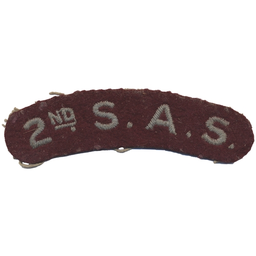 60 - S.A.S. Lilly collection. A 2nd S.A.S. cloth shoulder title, light blue embroided letters on maroon, ... 