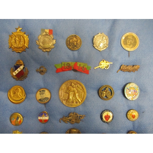 67 - France. Patriotic medal and badge collection in 5 trays including French 75s, Albert & Elisabeth ran... 