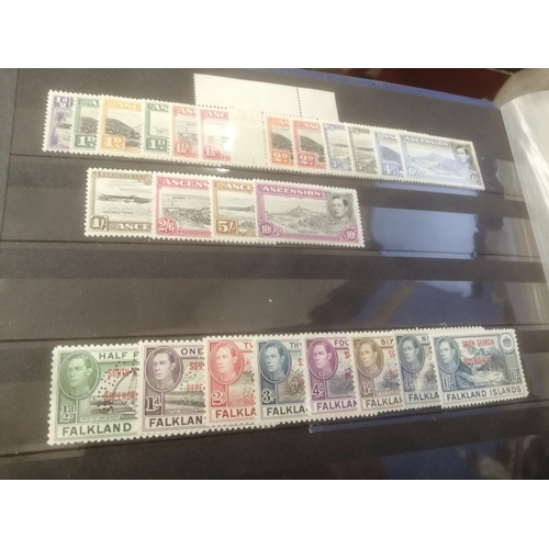 1 - BC and GB range in stockbook, mixed condition and needs viewing, but with Bahrain 1942-5 set UM, Asc... 