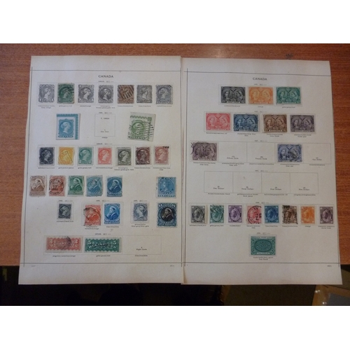 100 - World misc early M/U coln on old album leaves, incl BC with Canada 1870-90 vals to 10c U, 1893 pair ... 