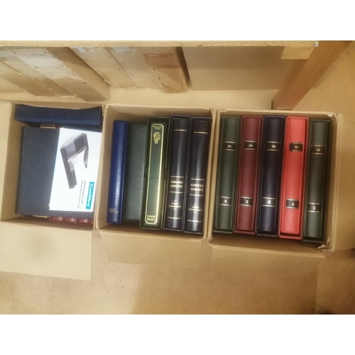 111 - Accessories. Range of albums etc. in 9 boxes, incl Safe cover albums x13, RM blue PNC albums x7, SG ... 