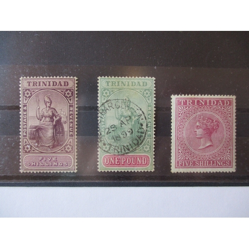 145 - Trinidad and Tobago. Useful M/U range on album leaves and dealer cards, incl 1883 Tobago 2½d on 6d s... 